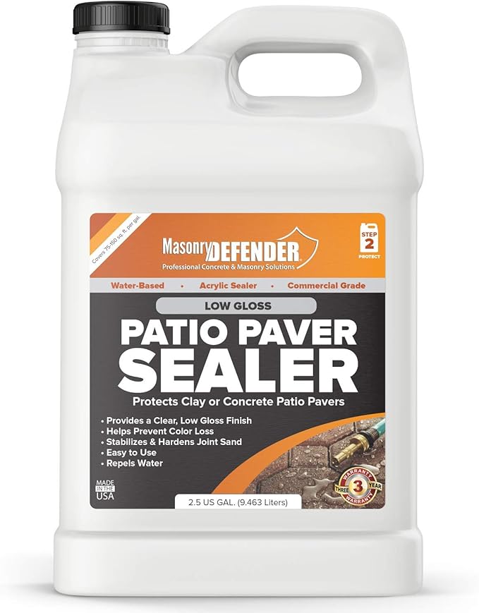 Patio Paver Sealer - Low Gloss, Clear, Water-Based, Masonry Sealer - 2.5 Gallon
