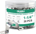 20pcs 1-1/4 Inch Conduit Clamp 304 Stainless Steel, Rigid Metal Pipe Clamp U Bracket, 2 Holes Pipe Strap for Automotive, Wire & Tube