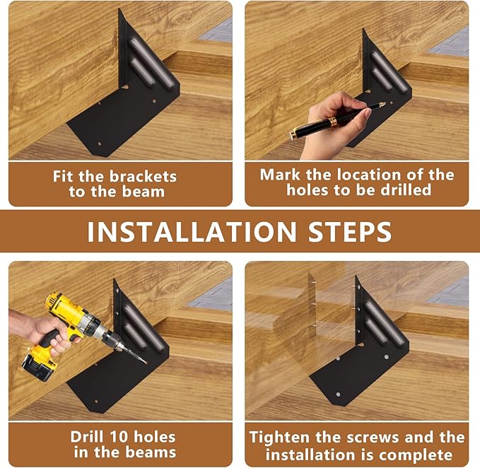 20pcs Hurricane Ties for Rafter, 14-Gauge Hurricane Straps Brackets Fit 2x4, 2x6 Truss to Rafter Connector, Hot Dip Galvanized Black Joist Hangers for Roofing Wood Timber, Hurricane Clips with Gloves