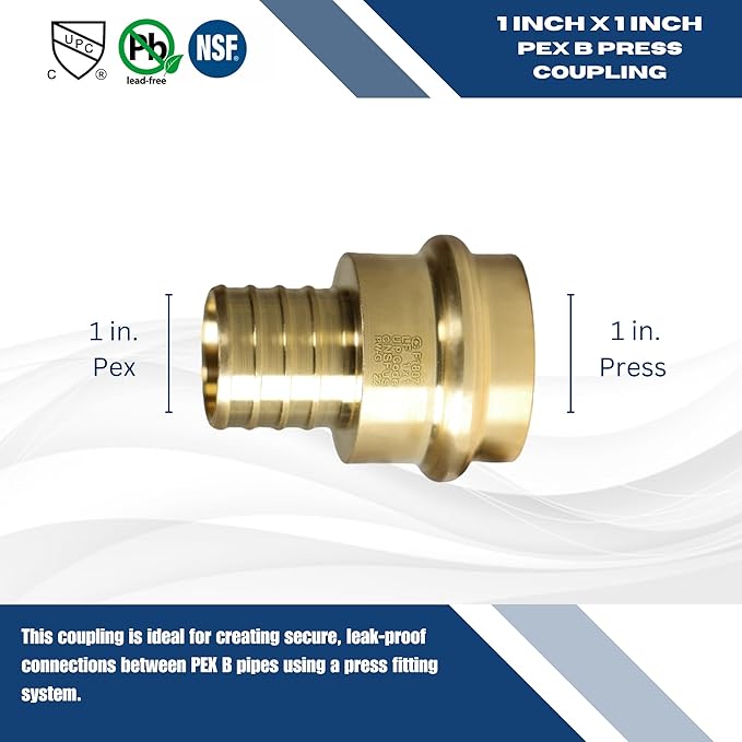 10 Pc XFITTING 1" Pex B x 1" Press Coupling, 202-2-5=10XX