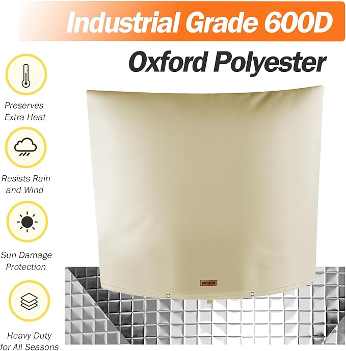 Backflow Preventer Pipe Insulation Cover (5°F) - Irrigation Sprinkler Valve Insulated Pouch - Water Well Pump Cover - Sturdy 5 Layers for Winter Freeze Protection, 60" W x 50" H, Beige