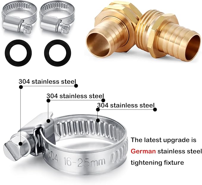 Garden Hose Repair Connector with Clamps Hose End Repair Kit,3/4" Barb Garden Hose Fittings Male and Female brass garden hose ends (3/4"Barb-4 Set)