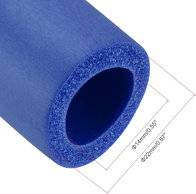 uxcell Foam Tubing for Handle Grip Support, Pipe Insulation, 14mm(9/16") ID 22mm OD 1m Length Blue
