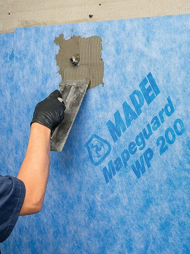 Mapei 2850230 Mapeguard WP 200 Uncoupling Crack Isolation Waterproofing Membrane 323 Sq Ft Roll (3.3 Feet x 98.5 Feet), for Ceramic Tile and Stone Tile 0.02 Inch Thick Underlayment (94502-30)