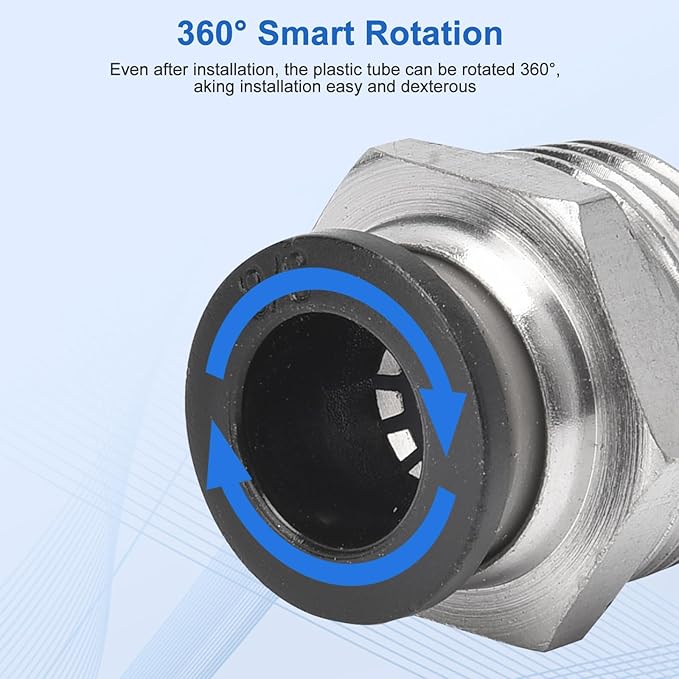 10 Pcs Push-to-Connect Fittings 3/8 Inch Tube OD x 1/2 Inch NPT Thread Pneumatic Male Straight Quick Connect Air line fittings