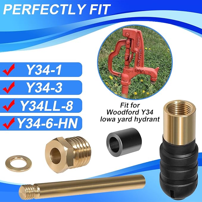 RK-Y34 Repair Kit Y34 Lowa Brass Hydrant Upgraded Repair Kit Fit for Woodford Model Iowa Y34 Yard Hydrant, Replace for Y34LL-8, Y34-1, Y34-3 and Y34-6-HN