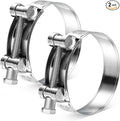 AKIHISA T-Bolt Hose Clamp,60-63mm OD Range 304 Stainless Steel Pipe Strap Clamp, Adjustable Heavy Duty Tube Clamp (2Pack, 2.36" to 2.48")
