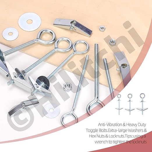 Hilitchi 15Pcs M4 O-Shaped Toggle Bolts and Wing Nut Kit Eye Bolt Toggle Anchors Set Butterfly Toggle Anchors Toggle Bolts Heavy Duty Butterfly Anchors for Hanging Lamps Heavy Items