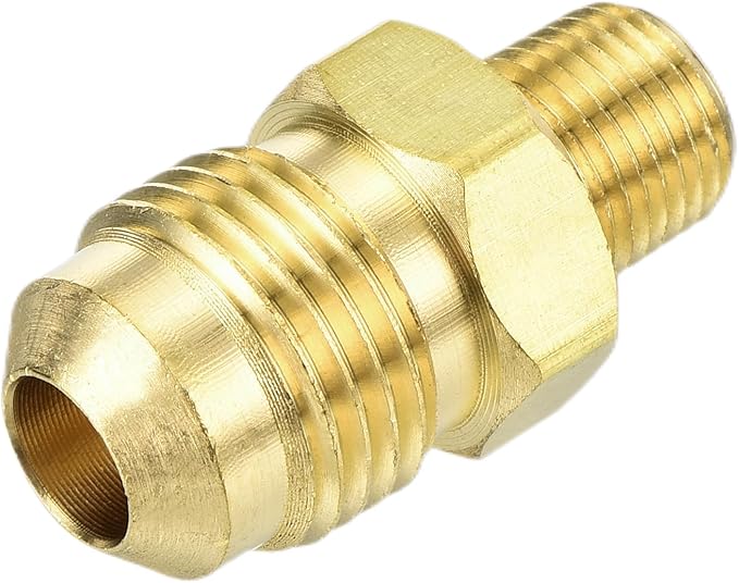 uxcell Brass Tube Fitting, 3/8O.D x 1/8NPT Brass Flared Pipe Adapter Fittings Reducing Nipples Connector, Half Union Gas Adapter for Pipe Connections, Hydraulics, Refrigeration