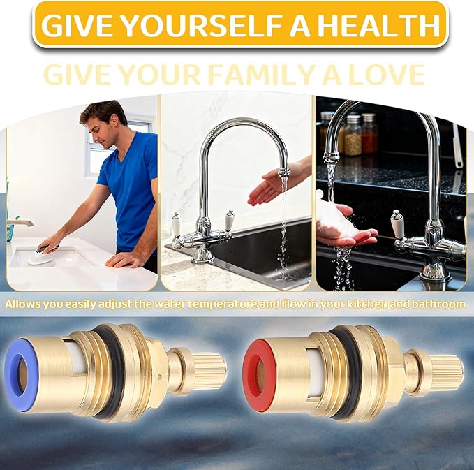 Faucet Cartridge Replacement Parts Compatible with Rohl 9.13145, 9.13146, Fit for Kitchen Bathroom Faucet Shower Stems Replacement Valves Cartridges 2 Pack(Cold + Hot)