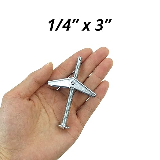 HASWARE Toggle Bolt Zinc Plated Steel and Wing Nut for Hanging Heavy Items on Drywall 1/4x3” (8 Pack)
