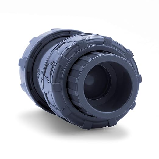 HYDROSEAL Sharkfellow 1’’ PVC True Union Ball Check Valve with Full Port, ASTM F1970, with EPDM Seals, Corrosion-Free, Service Free, Rated at 200 PSI @73F, Gray, 1 inch Socket (1'')