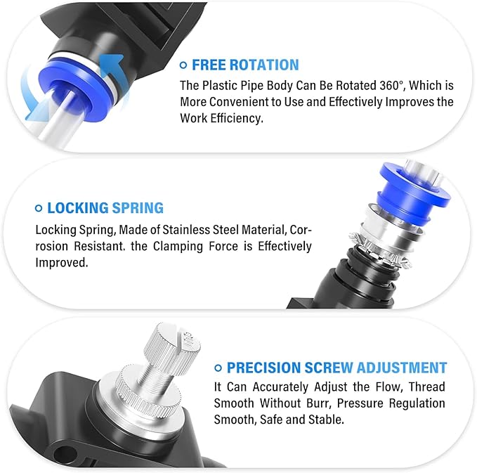 TAILONZ PNEUMATIC Air Flow Control Valve with Push-to-Connect Fitting, in-Line Speed Controller Union Straight - 12MM Tube OD x 12MM Tube OD SCF-12 （Pack of 5）