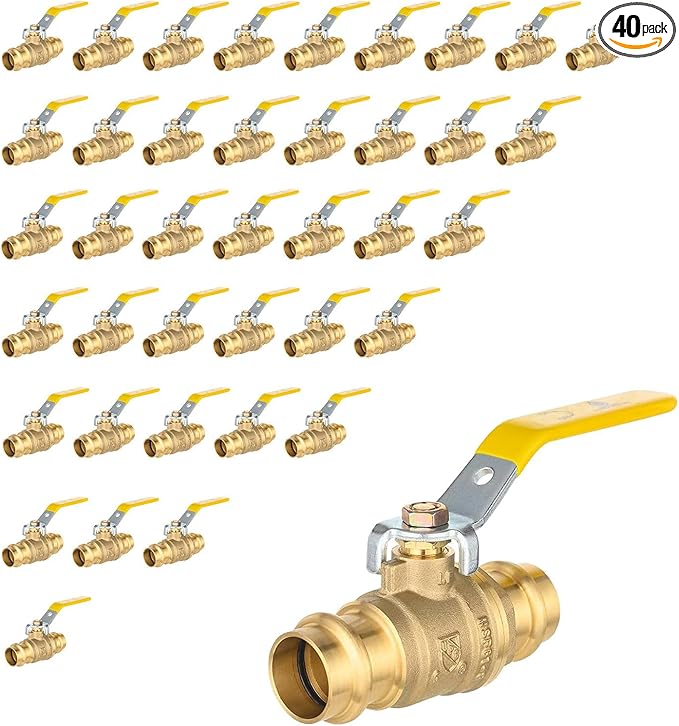 3/4" Press Ball Valve, 40 Pack Shut Off Valves with EPDM O-ring, Quarter Turn Brass Full Port Shut Off Ball Valve for Hot and Cold Water, NSF/ANSI 61 Certified