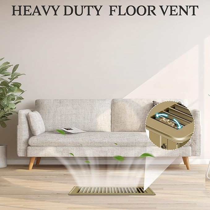 8 PCS Floor Vents Floor Registers 2x10 inch, Heavy Duty Metal Heat Air Vent Covers 2 X 10 with Rust Proof Finish for Home Office Wall Floor Registers Grilles & Vents (8, Brown, 2x10 Inches)