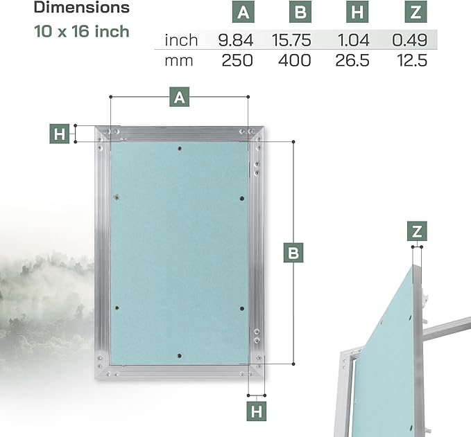 Vent Systems 10" x 16" Inch Access Panel - Drywall, Wall, Electrical, Plumbing Cover Plate - Ceiling, Wall Mount Drywall Access Panel - Metal Crawl Space Door for Home, Garage, Basement, Attic