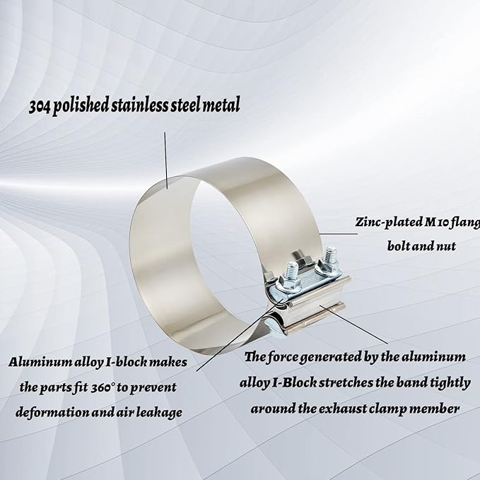 Butt Joint Band Clamps,Exhaust Muffler Clamp Exhaust Pipe Clamps Sleeve Stainless Steel (4, 6'')