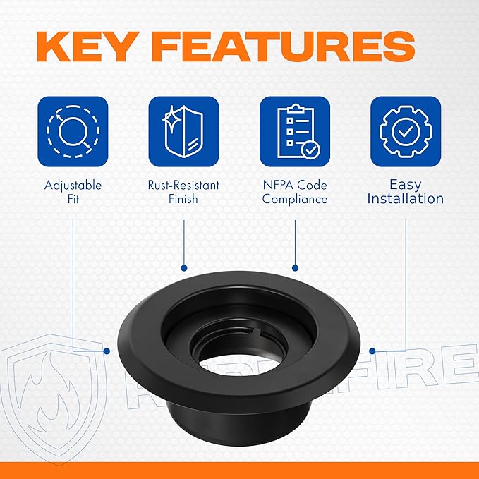 Recessed Fire Sprinkler Escutcheon 3/4 in. IPS - 2 Piece in Black - Depth Adjustment Range up to 3/4 in. for Fire Sprinkler Trim