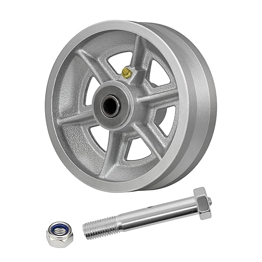 6" X 2" Sliding Gate Wheels（4 Pack）, Cast Iron V Groove Wheel with Roller Bearing-1000 lbs Capacity, Rolling Gate Wheels, Sliding Gate Casters, Gate wheels for Metal Tube Gate, Silver