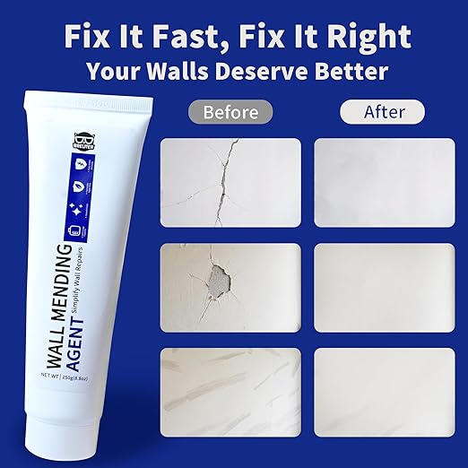 Drywall Repair Kit - 250g Wall Mending Agent, Drywall Putty, Spackling for Holes, Cracks & Stains, DIY Quick Solution for Walls and Ceilings, Formaldehyde-Free, White (8.8oz)