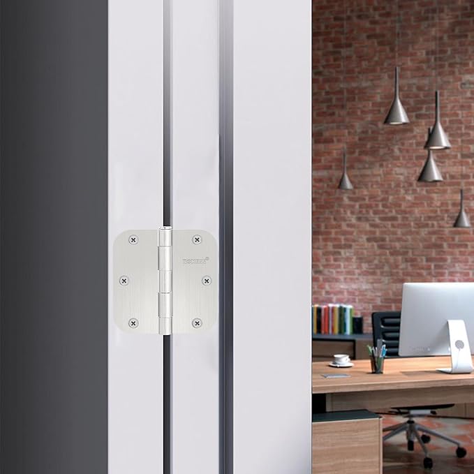 9 Pack Brushed Nickel Door Hinges 3.5 Inch, 5/8" Radius Rounded, Standard Residential for Doors 3 ½",Sturdy Hinges, Interior Hinges
