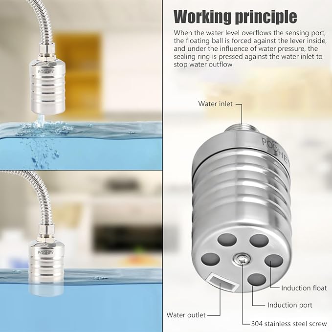 JUXILPP 304 Stainless Steel Automatic Float Valve 1/2" and 3/4" Connection Types Precise Control Water Level Controller Water Level Control Float Valve for Sink for Water Tank Livestock Troughs（2pcs）