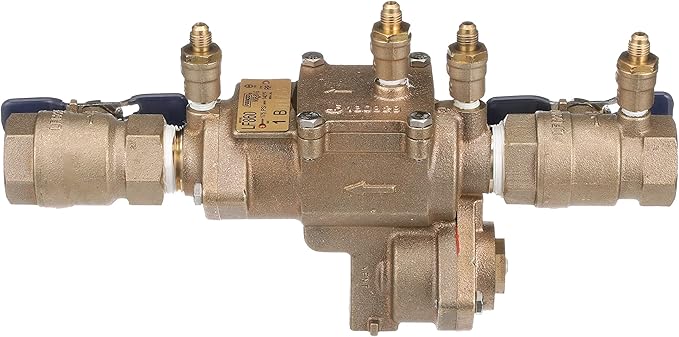 Febco LF860 Series 1" Lead-Free Bronze Reduced Pressure Zone Backflow Preventer Assembly, Quarter Turn Shutoff, Small Diameter, Spring-Loaded Check Valves, Water Line and Irrigation System