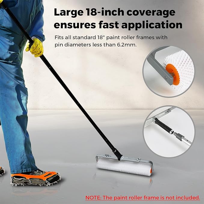 18" Self Leveling Concrete Spiked Roller: 13/20/31mm Spiked Epoxy Floor Roller, Spike Screeding Compound Tools for Cement Concrete Paint, Bubble Remover from HexDorn (13mm)