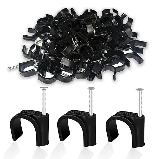 100 Pcs Pex Clamps, 3/4 Inch Pex Hangers Black Pex Fittings Half Clamps, J-Hook Pex Nail on Clamps for 3/4" OD Tubing Pipe, Pipe Support, Fixing Wire (20mm)