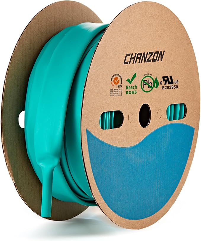 Chanzon 3:1 Ratio - 80ft Roll - Heat Shrink Tubing 3/4" (19.1mm) - Marine Grade Waterproof Adhesive Lined - (25M Total Length) Green Polyolefin Sleeving Wrap Shrinking 3 to 1 Ratio 1pcs