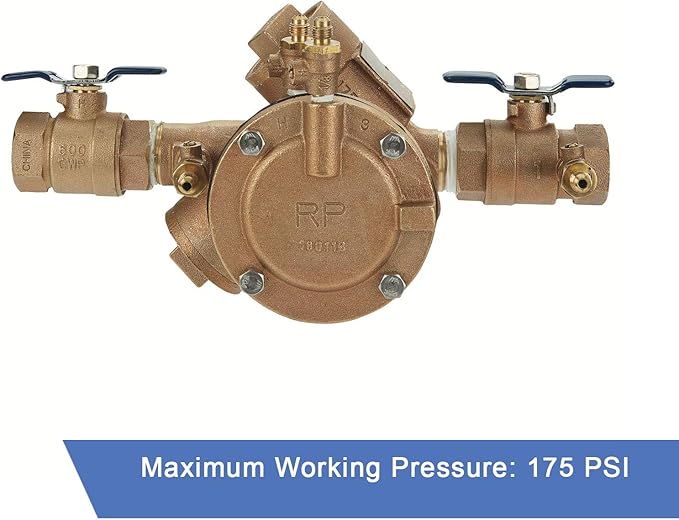 Febco 825EBV Backflow Preventer Reduced Pressure Zone Assembly, Quarter Turn Shutoff, 1 Inch