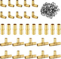 100 Pack Foskan 1/2 Inch PEX Brass Fittings Set, 10 PCS Each Elbows Tees Straight Couplings,With 70 PCS Clamp rings,PEX Crimp Barb Fitting Kit