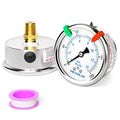 MEANLIN MEASURE 0~200Psi Liquid Filled Pressure Gauge 1/4" NPT 2.5" FACE DIAL Stainless Steel Glycerin Filled WOG Water Oil Air Back Mount (with 2PCS Snaps)