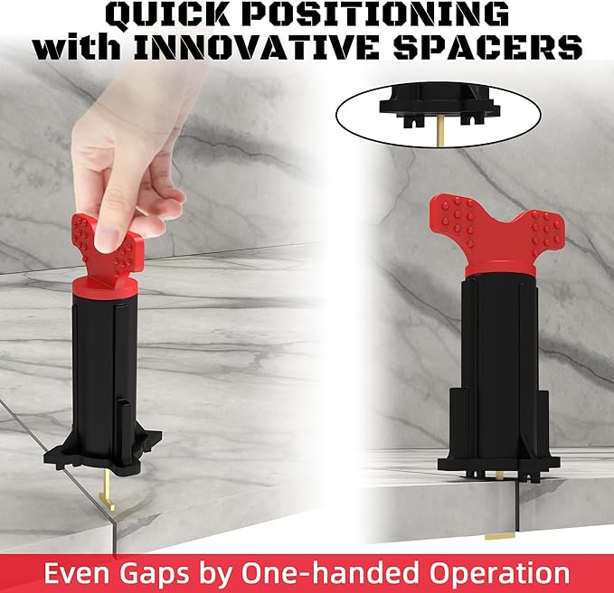 Reusable Tile Leveling System, Tile Tools for Installation, Tile Leveling Clips Tile Spacers(120 Sets+120 Extra Pins)
