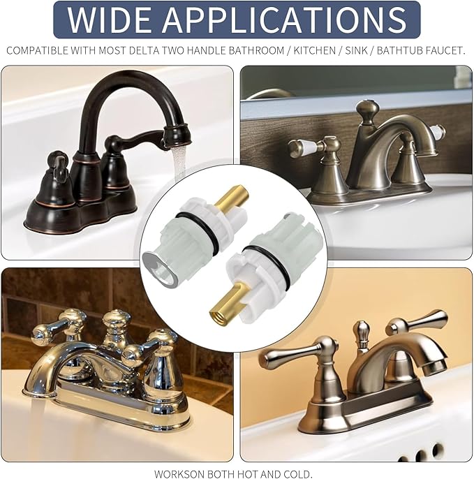 RP25513 faucet stem assembly Replacement Kit for two handle faucet repair kit with RP4993 Seats Springs RP24096 Cartridge RP24097 1/4 Turn stop, 2 Pack