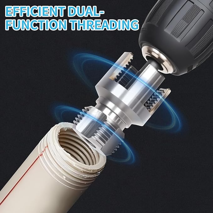 2PCS PVC Pipe Threader Kit - Dual-Function Internal & External Pipe Threading Tool for 1/2"& 3/4" PVC/Plastic Pipes