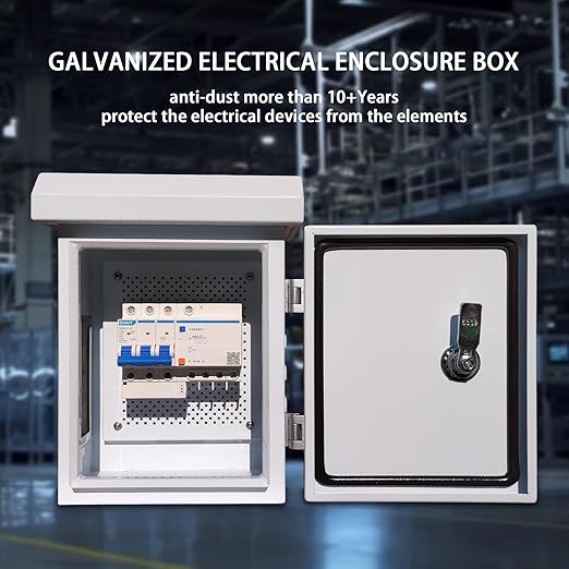 Nema Enclosure Outdoor,Waterproof Enclosure - IP Waterproof Electrical Box, Electrical Enclosure Box, Metal Galvanized Electrical Enclosure (12x9x6”)