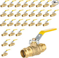 3/4" Press Ball Valve, 30 Pack Shut Off Valves with EPDM O-ring, Quarter Turn Brass Full Port Shut Off Ball Valve for Hot and Cold Water, NSF/ANSI 61 Certified