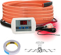 Cupohus Heat Tape for Water Pipes with Digital Display Thermostat 15FT, Freeze Protection Self-Regulating Heat Trace Cable for Metal, Plastic Home Pipes, Roof and RV, 110-120V