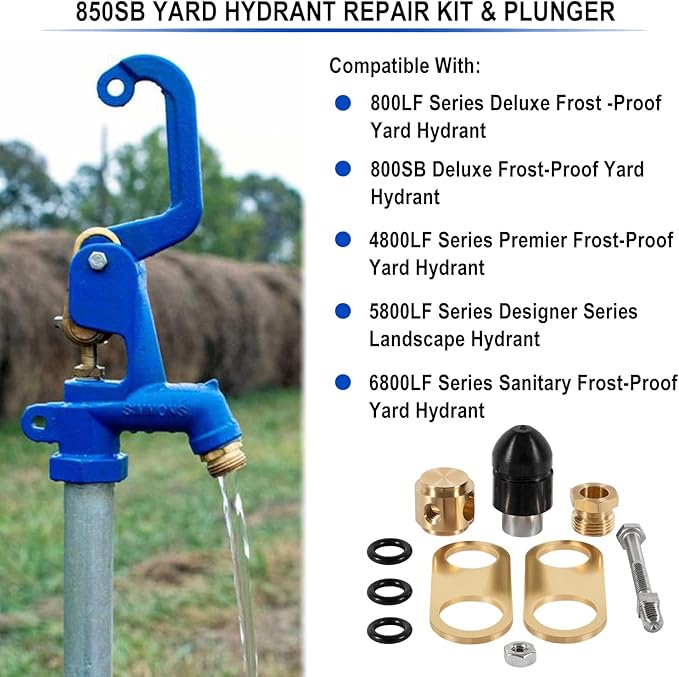 850 Sb Parts Kit Yard Water Hydrant Repair Kits & 8842 Plunger Fit for Simmons 800LF 800SB 4800LF 5800LF 6800LF Series Frost Proof Landscape Outdoor Yard Hydrant, Replace for Part No. 850SB