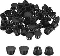 uxcell 15/32" Plastic Hole Plugs, 110Pcs Flush Type Panel Round Snap in Fastener Knockout Locking Plugs for Furniture Insert End Caps Panels, Black