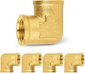 5-PCs HeSun Brass Pipe Fitting, 1/2" x 1/2" NPT Female 90-Degree Barstock Street Elbow