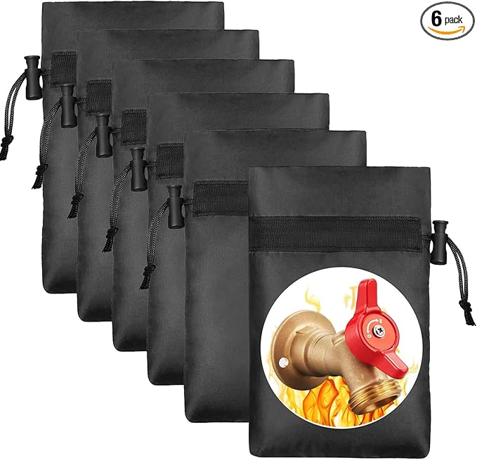 Outdoor Faucet Covers for Winter, POROLIR 8.3" H x 6.7" W Thicker Insulation Faucet Cover for Winter Hose Bib Insulated Faucet Sock Spigot Covers Freeze Protection Black (6-Pack)