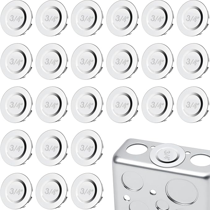 24 Pcs 3/4 inch Knockout Seal Electrical Box Knockout Plugs Removable Seals for Conduit Pipe Assorted Sizes to Fit Unused Electrical Box Openings