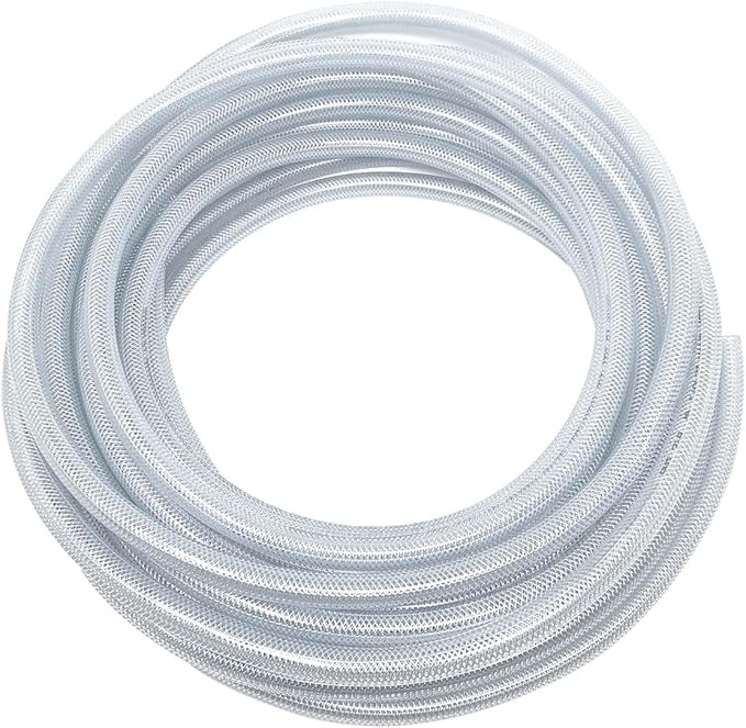 Gloxco Clear Braided PVC Tubing, Food Grade, Heavy Duty Reinforced Hose, 5/16" ID, 50 Ft Length
