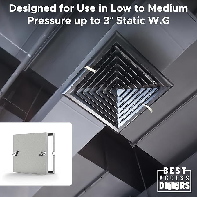 Best 10" x 10" Removable Duct Access Panel with Neoprene Gasket, 2” Fiberglass Insulated HVAC Duct Access Door, 24-Gauge Steel Double Panel, 5/8" Notched Knock Over Tabs, Hand Cam Latch, BA-CD-5080