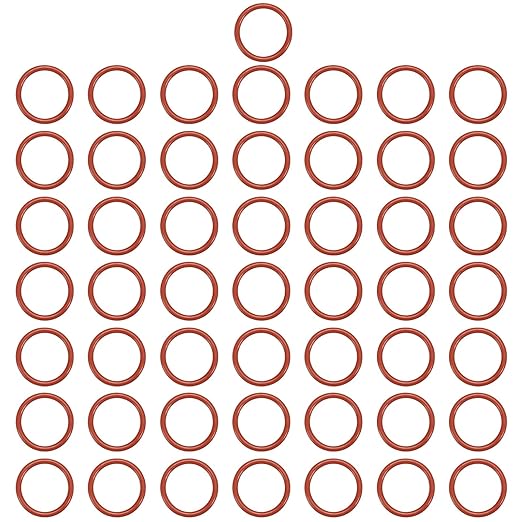 MECCANIXITY Silicone O-Ring 15mm ID 19mm OD 2mm Width Metric VMQ Sealing Gasket Replacement 50A Durometer for Plumbing Compressor Faucets Valves Repair (Red, Pack of 50)