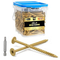 #10 x 4” Deck Screws, 500Pcs Star Drive Wood Screws, Rust Resistant Timber Screws for Timber/Log/Landscaping Wood, T25 Star Bit Included, Yellow