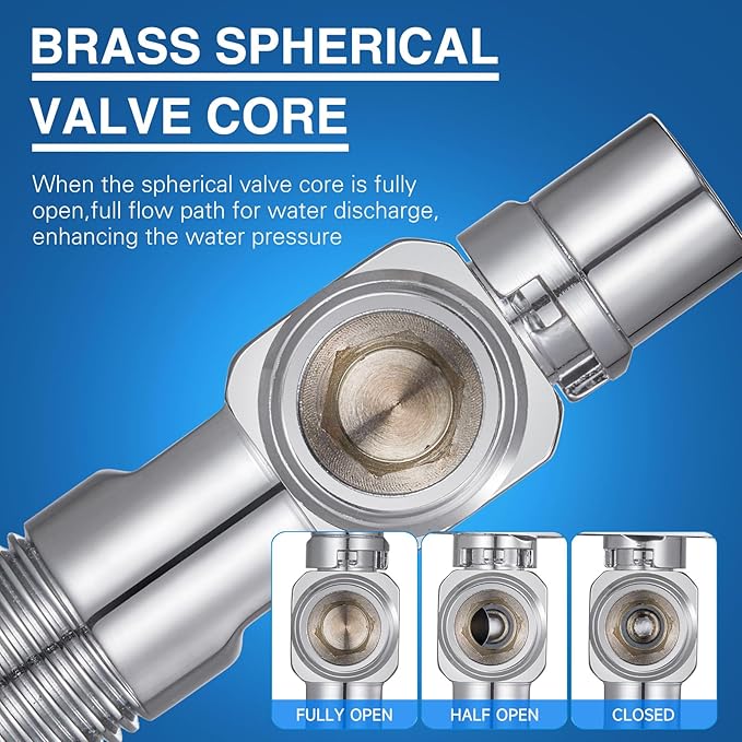 2 Packs of SUBMARINE Brass Shut Off Valve for Kitchen and Bathroom, 1/4 Turn Angle Stop Valve, 1/2'' Inlet and Outlet Caliber with 3/8'' Adapter Hot and Cold Water (Blue)