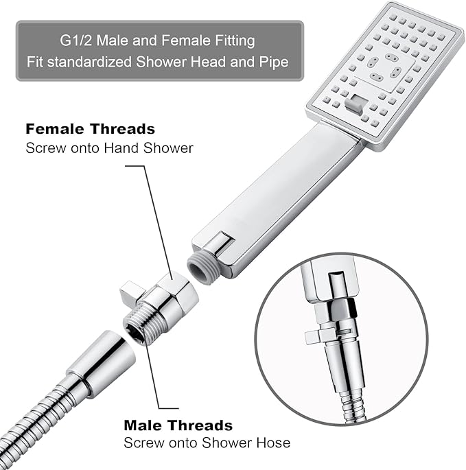 BRIGHT SHOWERS Water Flow Control Valve, Brass Shower Water Valve with Handle Lever, Flow Regulator Water-Saver Volume, Chrome